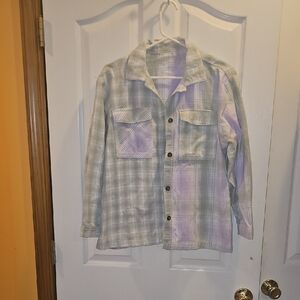 Wonder Nation Plaid Kids Jacket - Pastel Green and Purple